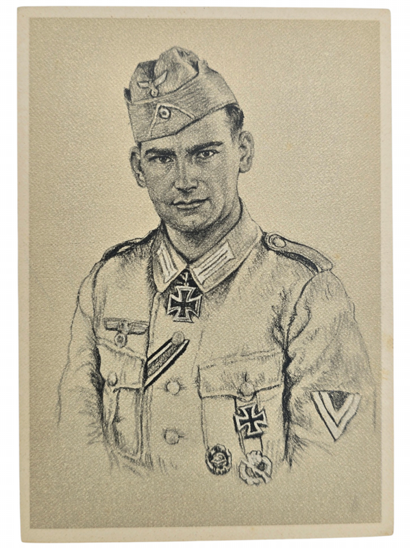 Original WW2 German Postcard - Knights Cross Wearer Ritterkreuzträger Obergefreiter Gustav Bergmann