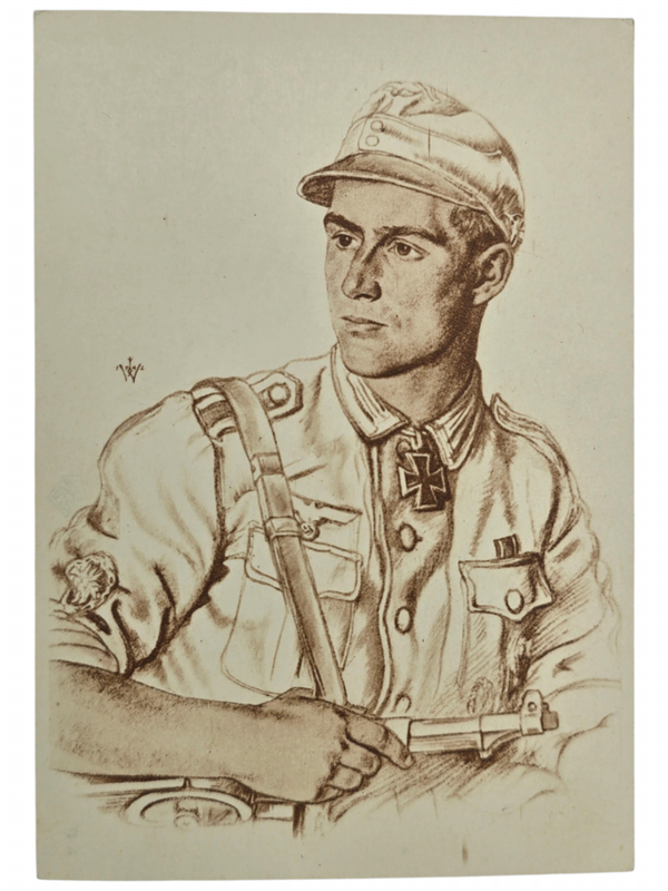 Original WW2 German Postcard - Knights Cross Wearer Ritterkreuzträger Hellmuth Valtiner, Gebirgsjäger, W. Willrich