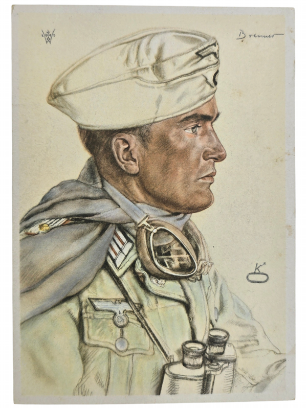 Original WW2 German Postcard - Knights Cross Wearer Ritterkreuzträger Oberleutnant D. Res. Dr. Dr. Harro Brenner, W. Willrich