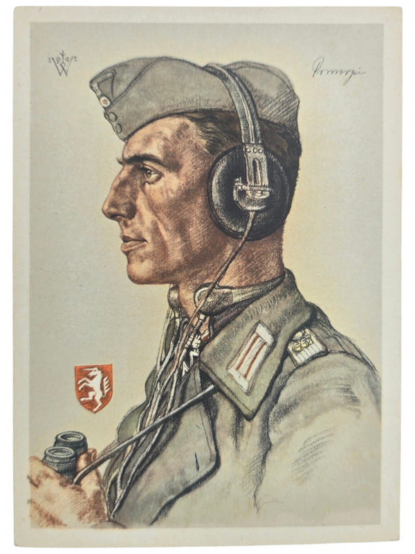 Original WW2 German Postcard - Knights Cross Wearer Ritterkreuzträger Oberwachtmeister Sturmgeschutz Hugo Primozic, W. Willrich