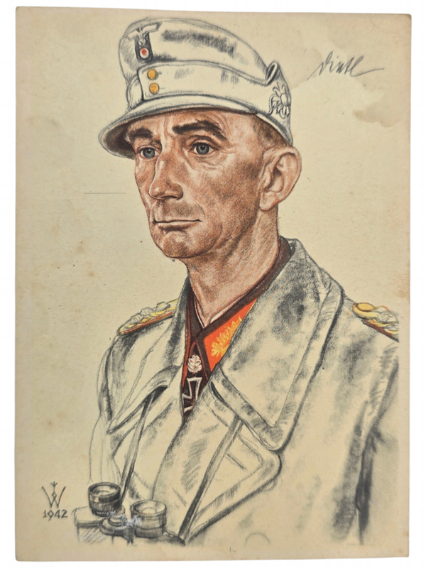 Original WW2 German Postcard - Knights Cross Wearer Ritterkreuzträger Generaloberst Eduard Dietl, W. Willrich