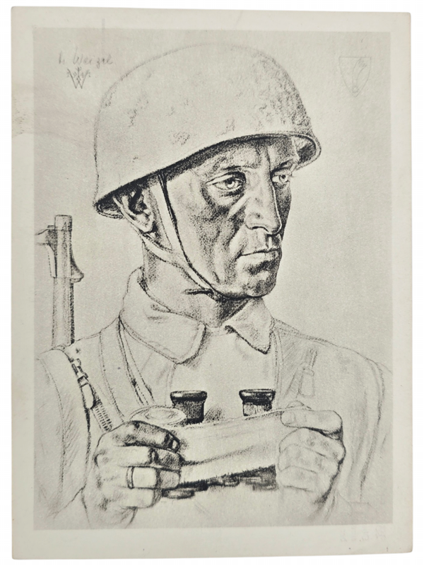 Original WW2 German Postcard - Knights Cross Wearer Ritterkreuzträger Luftwaffe Fallschirmjäger Dr. Weitzel, W. Willrich