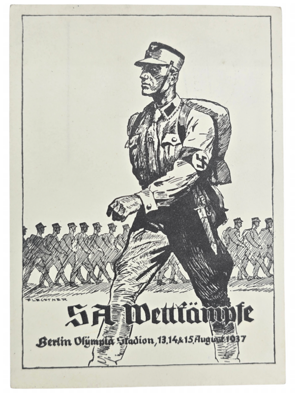 Original WW2 German Postcard - SA Wettkämpfe Berlin Olympia Stadion August (1937)