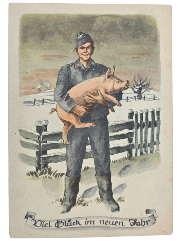 Original WW2 German Postcard - New Years card Luftgaukommando VI, Munster, Viel Glück ab im neuen Jahr (1942)