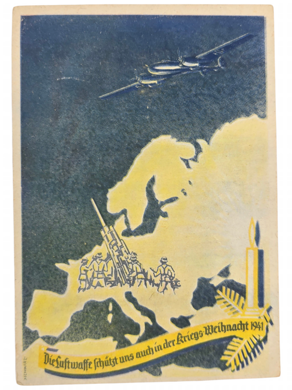 Original WW2 German Postcard - Christmas card Luftgaukommando VI, Munster, Kriegs Weihnacht (1941)