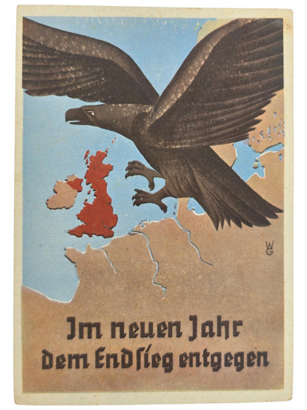 Original WW2 German Postcard - New Years card Luftgaukommando VI, Munster, Im neuen Jahr dem Endsieg entgegen (1942)