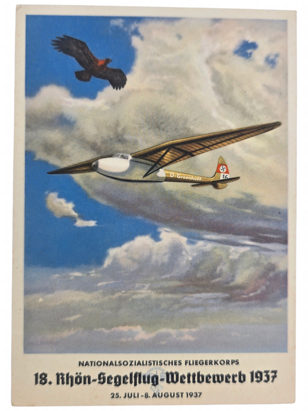 Original WW2 German Postcard - NSFK 18 Rhön Segelflug Wettbewerb (1937)