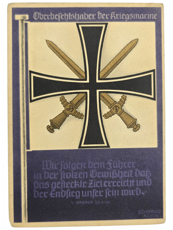 Original WW2 German Postcard - Oberbefehlshaber der Kriegsmarine, Erich Raeder, Gottfried Klein