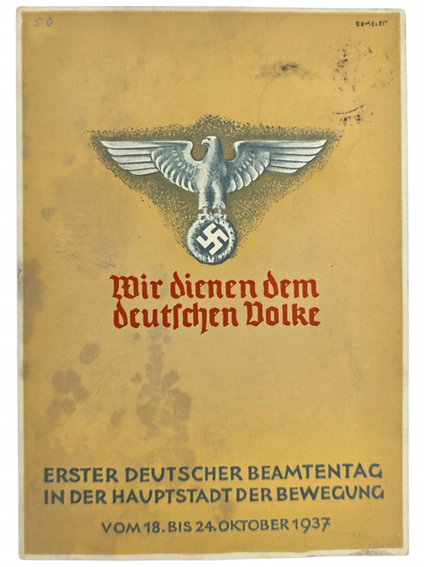 Original WW2 German Postcard - Wir dienen dem deutsche Volke, Beamtentag Berlin (1937)