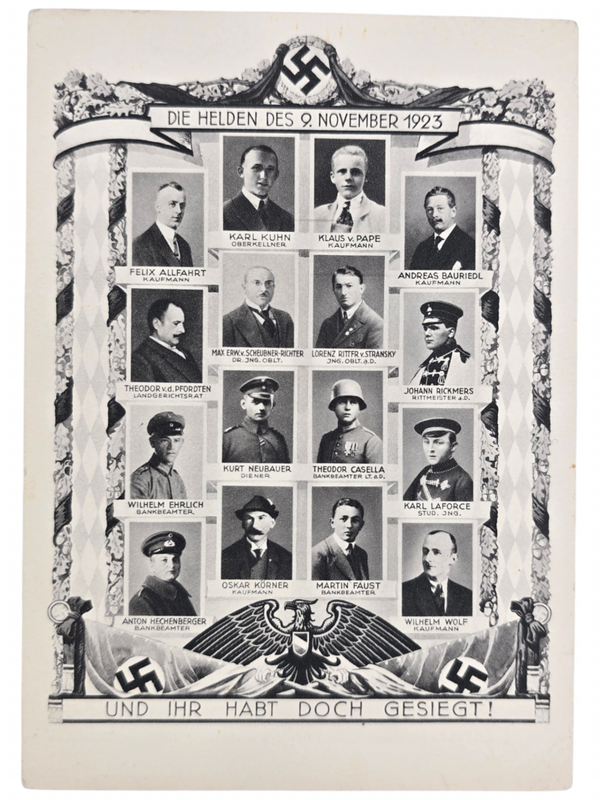 Original WW2 German Postcard - Die Helden des 9 November, und ihr habt doch gesiegt!