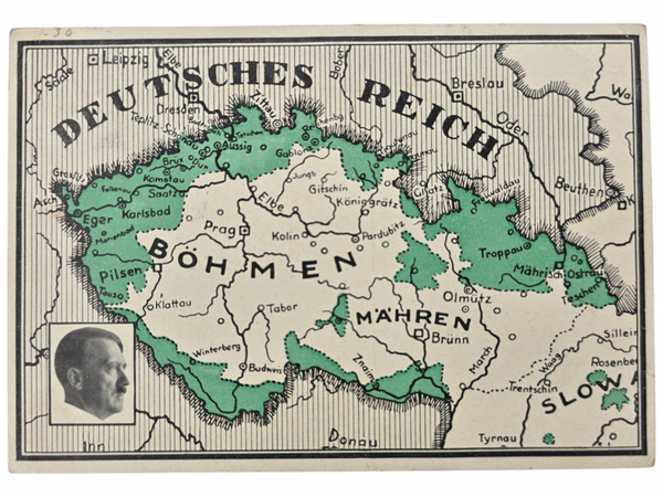 Original WW2 German Postcard - Ein Volk, Ein Reich, Ein Führer, Böhmen Mähren (1938)