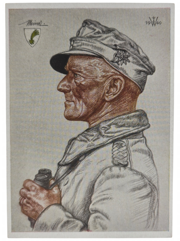 Original WW2 German Postcard - Knights Cross Wearer Ritterkreuzträger Oberst Eugen Meindl, W. Willrich