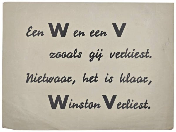 Original WW2 Dutch Collaboration NSB Document - V Action ''Een W en een V zooals gij verkiest. Nietwaar, het is klaar, Winston Verliest''