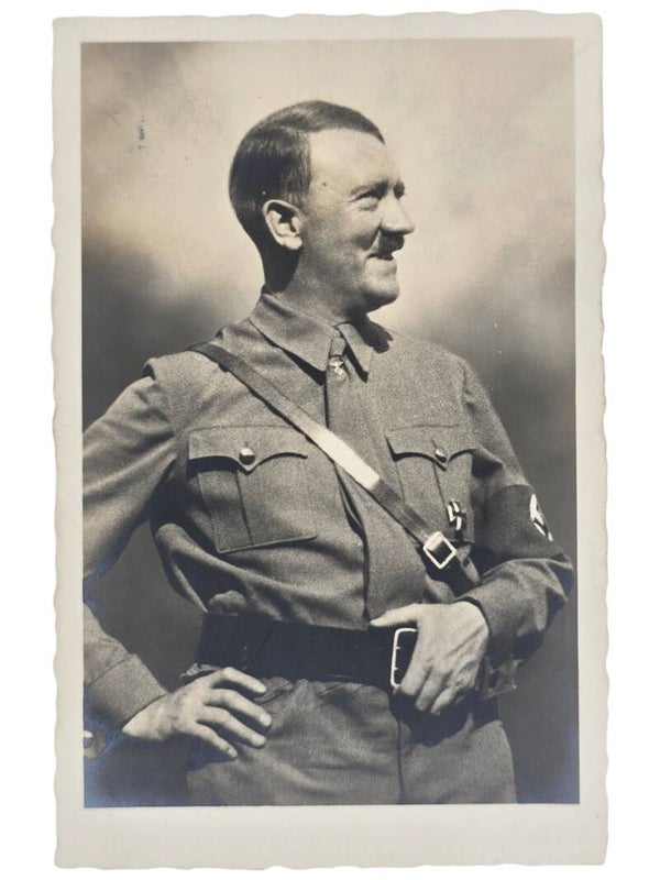 Original WW2 German Postcard - Adolf Hitler portrait, Sudetenland, Karlsbad (1938)