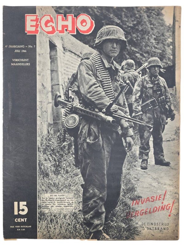 Original WW2 Dutch Collaboration NSB Magazine - Echo, 4th year No. 7, 12th SS Hitler Jugend in Normandy (1944)