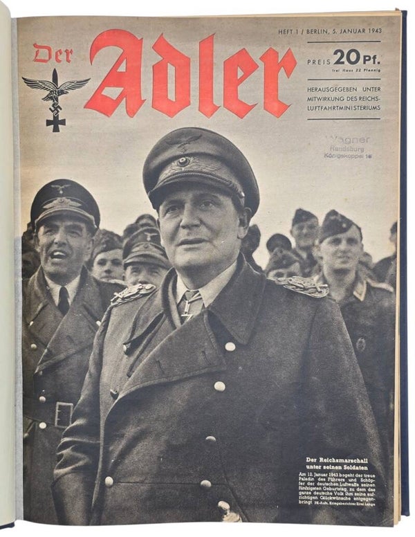Original WW2 German Luftwaffe Magazine - Der Adler bound year (1943)