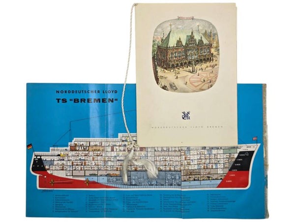 Original German Document - Norddeutscher Lloyd Bremen, TS Bremen menu card (1963)