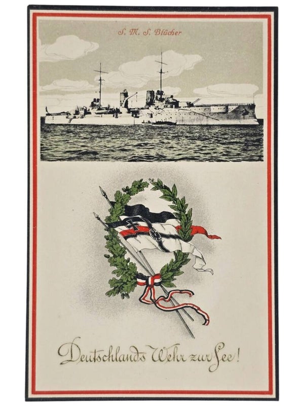 Original WW1 German Postcard - Deutschlands Wehr zur See! SWS Blücher