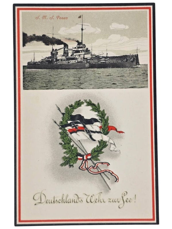 Original WW1 German Postcard - Deutschlands Wehr zur See! SWS Posen