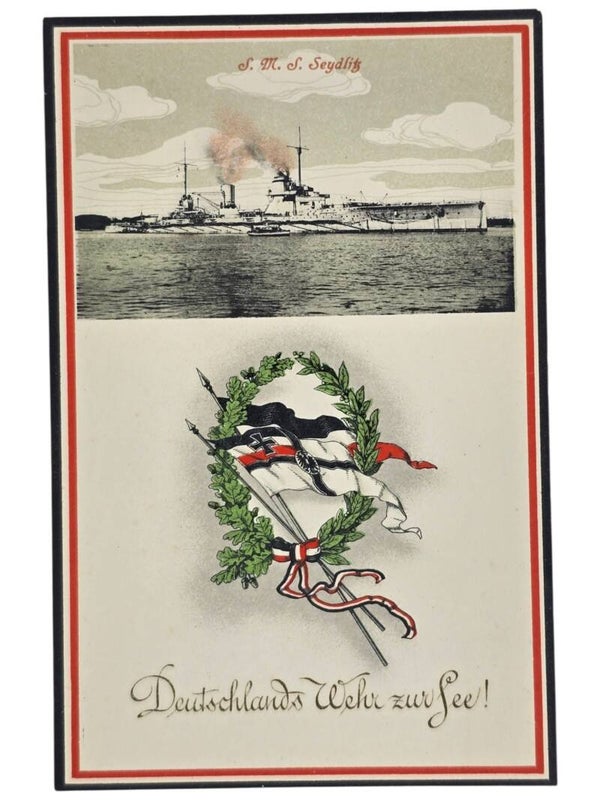 Original WW1 German Postcard - Deutschlands Wehr zur See! SWS Seydlitz