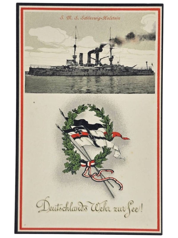 Original WW1 German Postcard - Deutschlands Wehr zur See! SWS Schleswig-Holstein