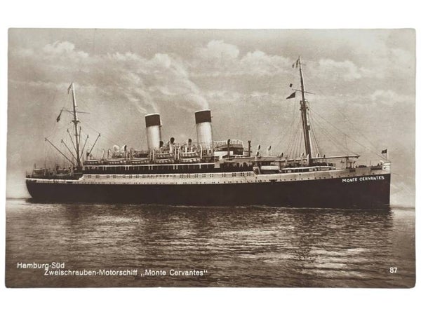 Original WW2 German Postcard - Cruise ship Hamburg Süd, Monte Cervantes