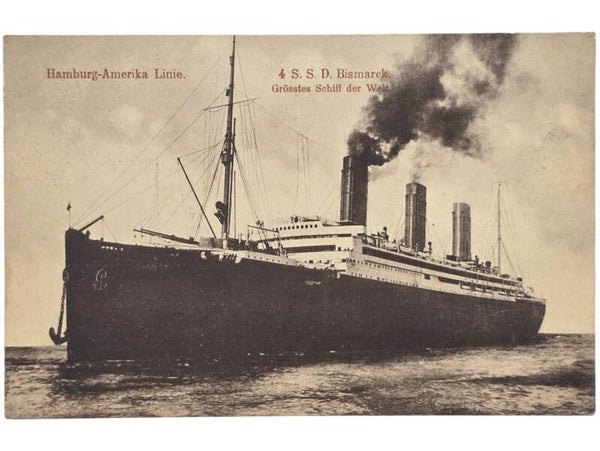 Original WW2 German Postcard - Cruise ship Hamburg-Amerika Linie 4 SSD Bismarck