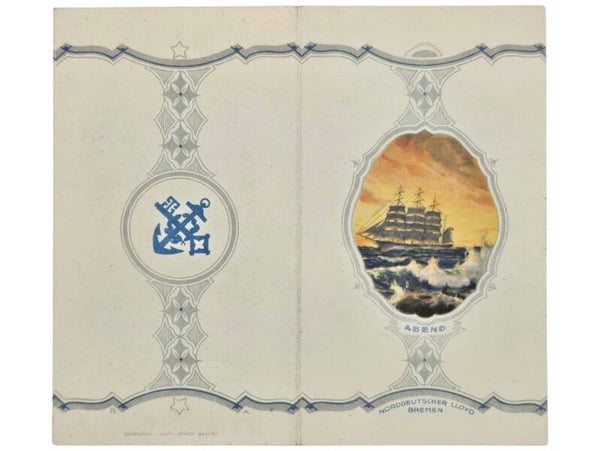 Original German Document - Norddeutscher Lloyd Bremen, ship D. Orotava, menu card (1929)