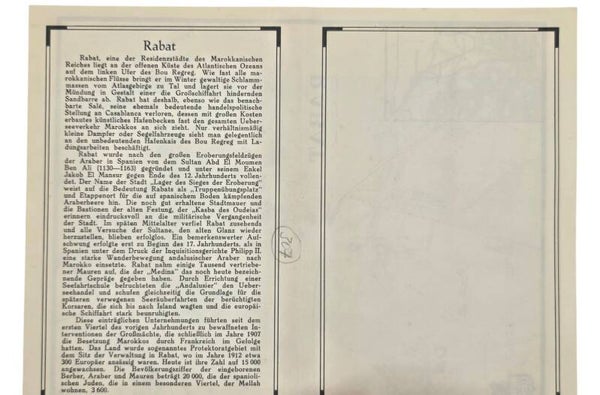 Original WW2 German Document - Norddeutscher Lloyd Bremen, SS General von Steuben, day program and map, Rabat (1935)