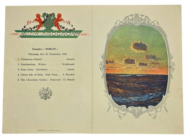 Original German Document - Norddeutscher Lloyd Bremen, SS Berlin, menu card (1930)
