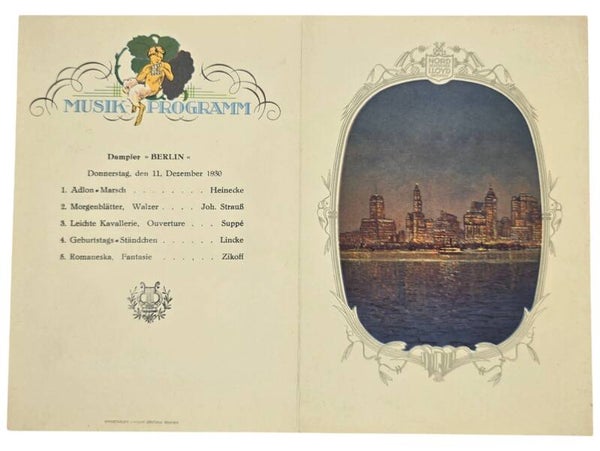 Original German Document - Norddeutscher Lloyd Bremen, SS Berlin, menu card (1930)