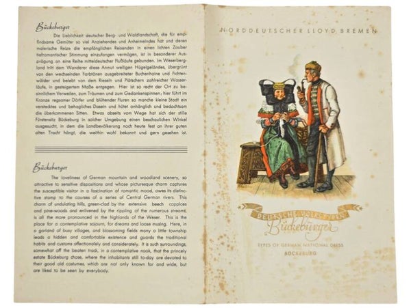 Original WW2 German Document - Norddeutscher Lloyd Bremen, SS Europa, menu card, Bückebürger (1939)