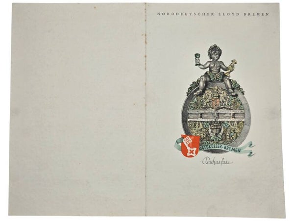Original WW2 German Document - Norddeutscher Lloyd Bremen, SS Europa, menu card, Ratskeller Bremen (1939)