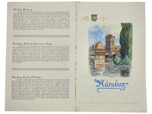 Original WW2 German Document - Norddeutscher Lloyd Bremen, SS Europa, menu card, Nürnberg. Ritscher (1939)