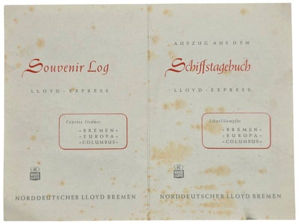 Original WW2 German Document - Norddeutscher Lloyd Bremen, SS Europa, Schiffstagebuch (1939)