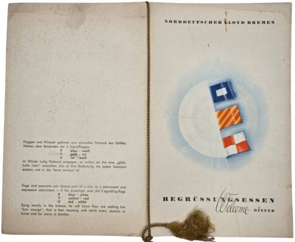 Original WW2 German Document - Norddeutscher Lloyd Bremen, SS Europa, menu card (1936)