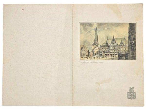 Original WW2 German Document - Norddeutscher Lloyd Bremen, SS Columbus, menu card (1934)