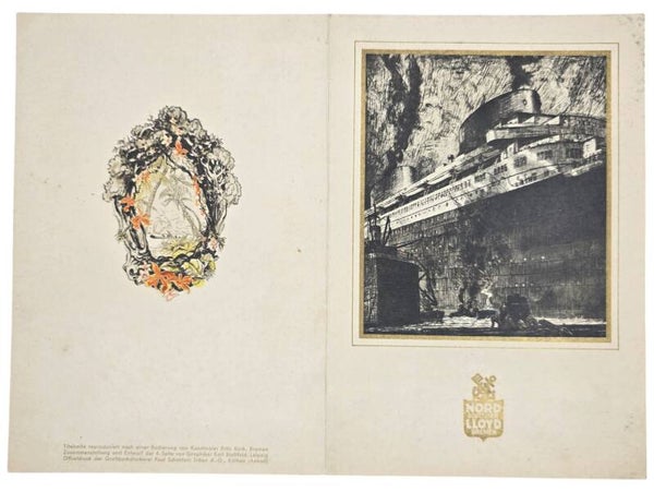 Original WW2 German Document - Norddeutscher Lloyd Bremen, SS Columbus, menu card (1934)