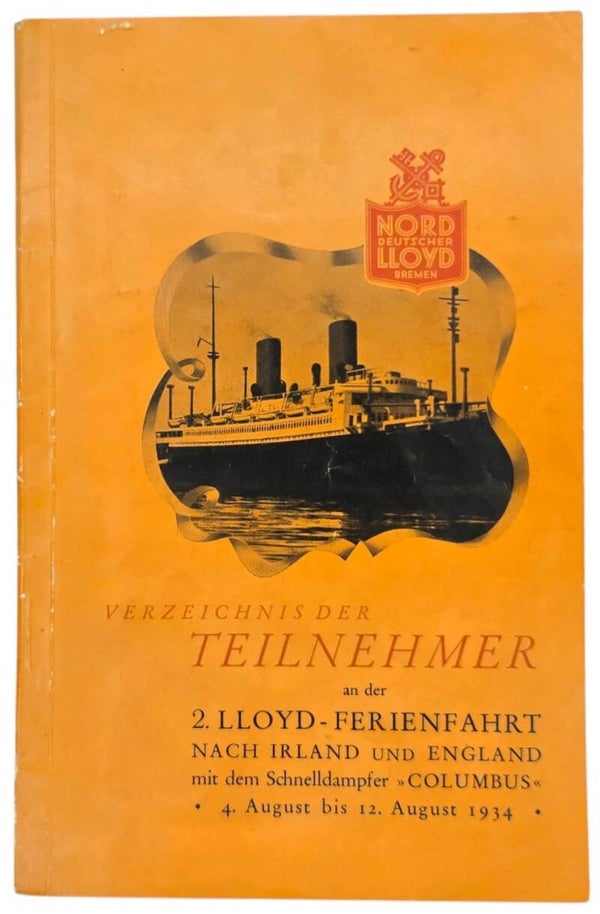 Original WW2 German Document - Norddeutscher Lloyd Bremen, SS Columbus, Teilnehmer Irland, England (1934)