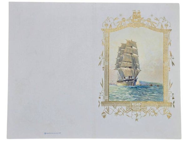 Original WW2 German Document - Norddeutscher Lloyd Bremen, SS Columbus, Menu card (1933)