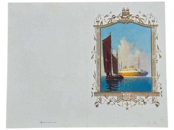 Original WW2 German Document - Norddeutscher Lloyd Bremen, SS Columbus, Menu card (1933)