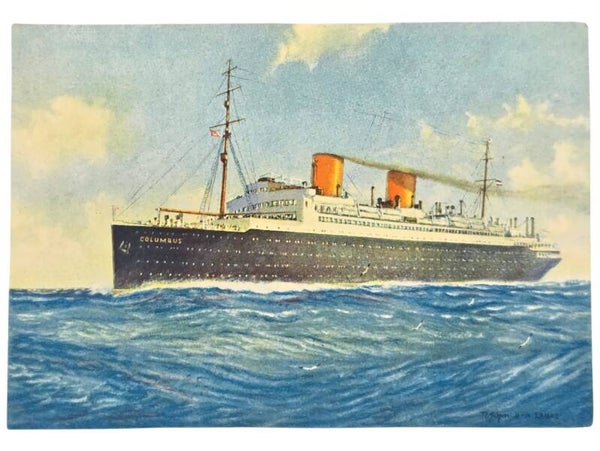 Original German Postcard - Norddeutscher Lloyd Bremen, SS Columbus