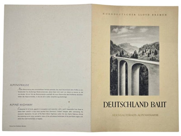 Original WW2 German Document - Norddeutscher Lloyd Bremen, SS Gneisenau, Deutschland baut Reichsautobahn Alpenstraße, menu card (1939)