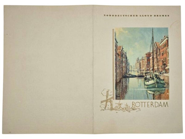 Original WW2 German Document - Norddeutscher Lloyd Bremen, SS Gneisenau, Rotterdam, menu card (1939)