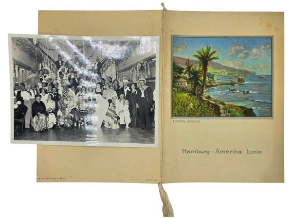 Original WW2 German Document - HAPAG Hamburg Amerika Linie, SS Oceana, menu card with photo (1934)
