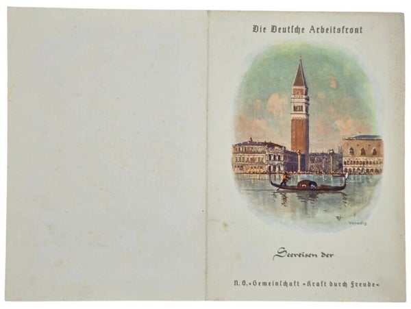 Original WW2 German KDF Document - NS Gemeinschaft Kraft Durch Freude, HAPAG SS Oceana, menu card, Venice (1939)