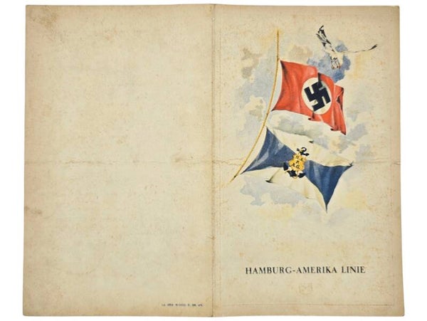 Original WW2 German KDF Document - NS Gemeinschaft Kraft Durch Freude, HAPAG SS Oceana, menu card (1938)