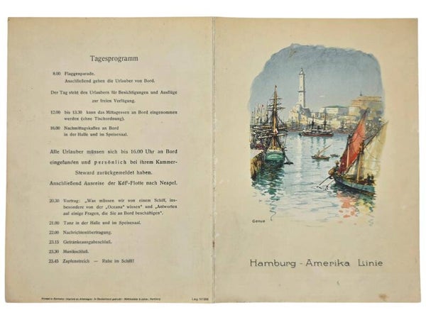 Original WW2 German KDF Document - NS Gemeinschaft Kraft Durch Freude, HAPAG SS Oceana, Genua (1938)