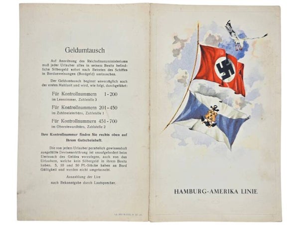 Original WW2 German KDF Document - NS Gemeinschaft Kraft Durch Freude, HAPAG SS Oceana (1938)