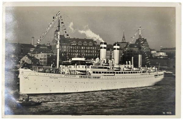 Original WW2 German KDF Postcard - HAPAG Hamburg America Linie, SS Oceana ship (1935)